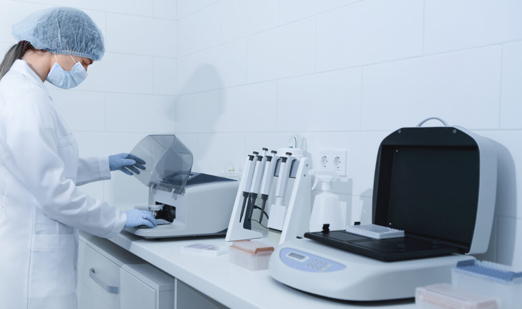 Lab tech doing blood test work